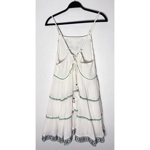 Anthropologie Flannel Women's Talara Tassel Dress Tiered Embroidered Gauzy NWT